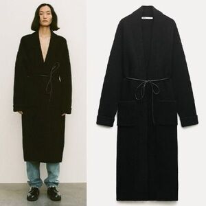 NEW ZARA Belted Wool Blend Knit Coat size S